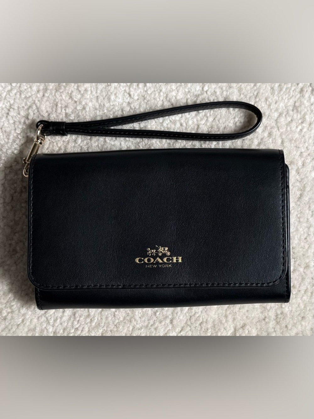 Coach Black Leather Wristlet Clutch